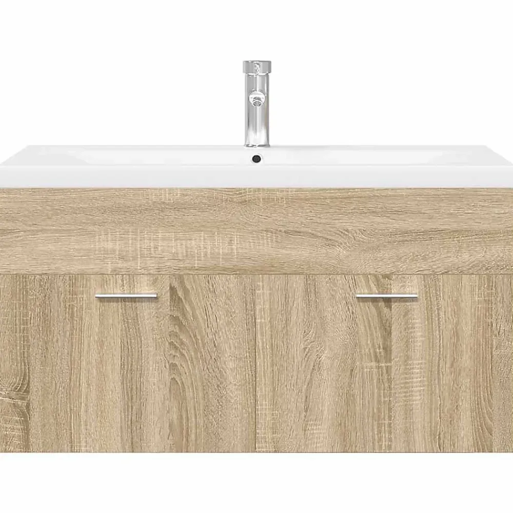 Meuble Wc|Vidaxl Armoire lavabo de salle de bain et bassin intégré chêne sonoma