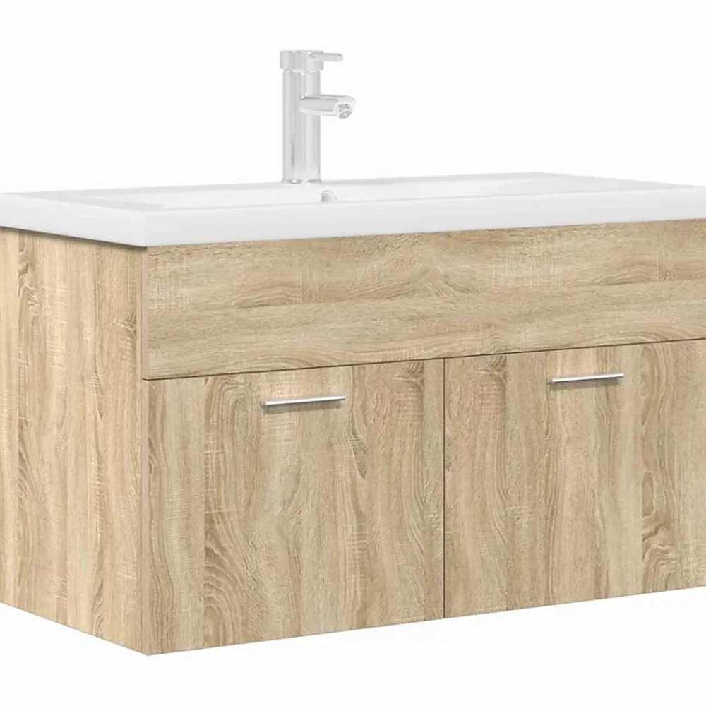 Vidaxl Armoire lavabo de salle de bain et vasque et robinet intégrés