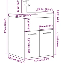 Vidaxl Armoire lavabo de salle de bain avec bassin intégré et robinet