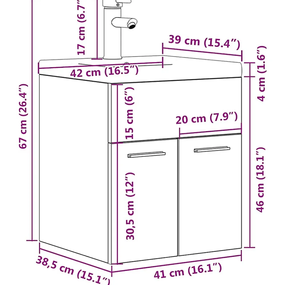 Vidaxl Armoire lavabo de salle de bain avec bassin intégré et robinet