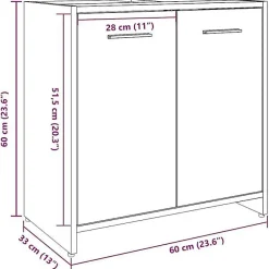 Meuble Wc|Vidaxl Armoire lavabo de salle de bain chêne artisanal 60x33x60 cm