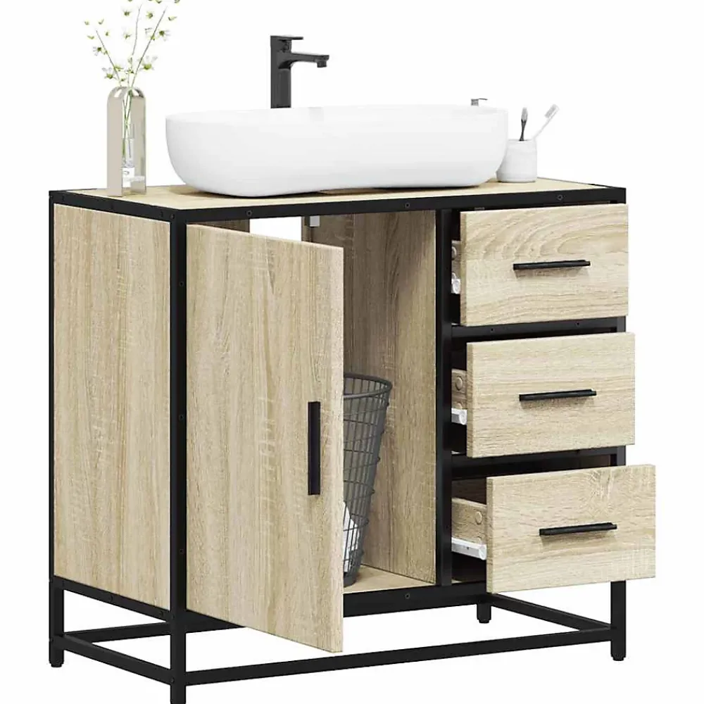 Vidaxl Armoire lavabo de salle de bain chêne sonoma bois d'ingénierie
