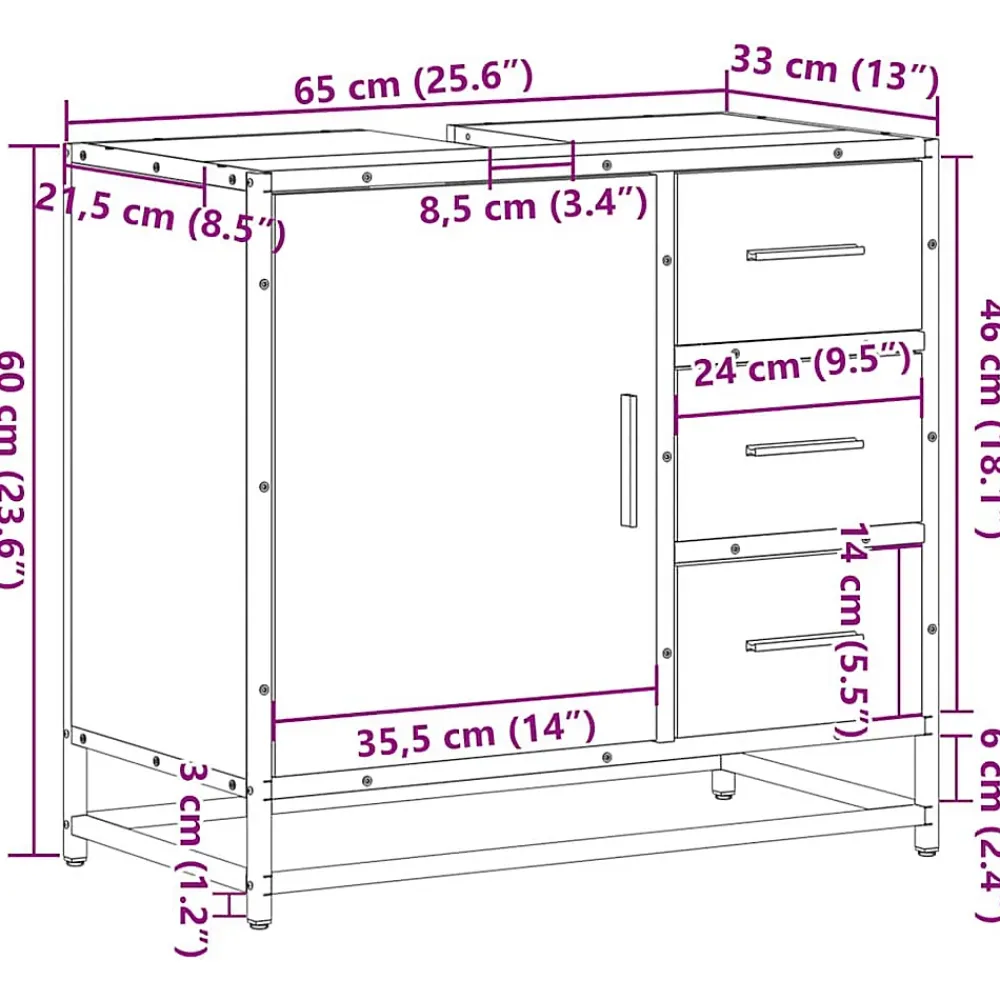 Vidaxl Armoire lavabo de salle de bain chêne sonoma bois d'ingénierie
