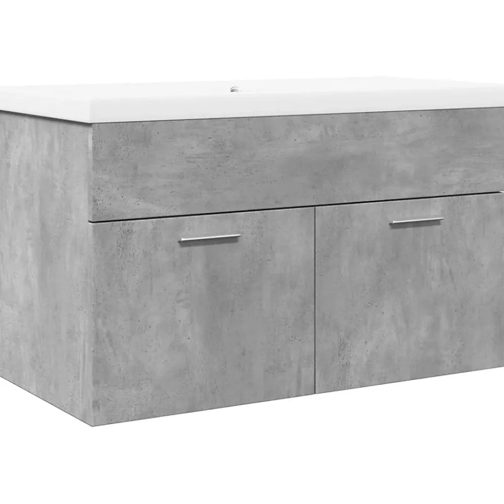 Meuble Wc|Vidaxl Armoire lavabo de salle de bain avec bassin intégré gris béton