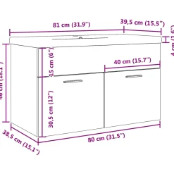 Meuble Wc|Vidaxl Armoire lavabo de salle de bain avec bassin intégré gris béton