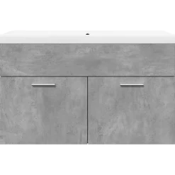Meuble Wc|Vidaxl Armoire lavabo de salle de bain avec bassin intégré gris béton