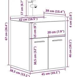 Vidaxl Armoire lavabo de salle de bain et vasque et robinet intégrés