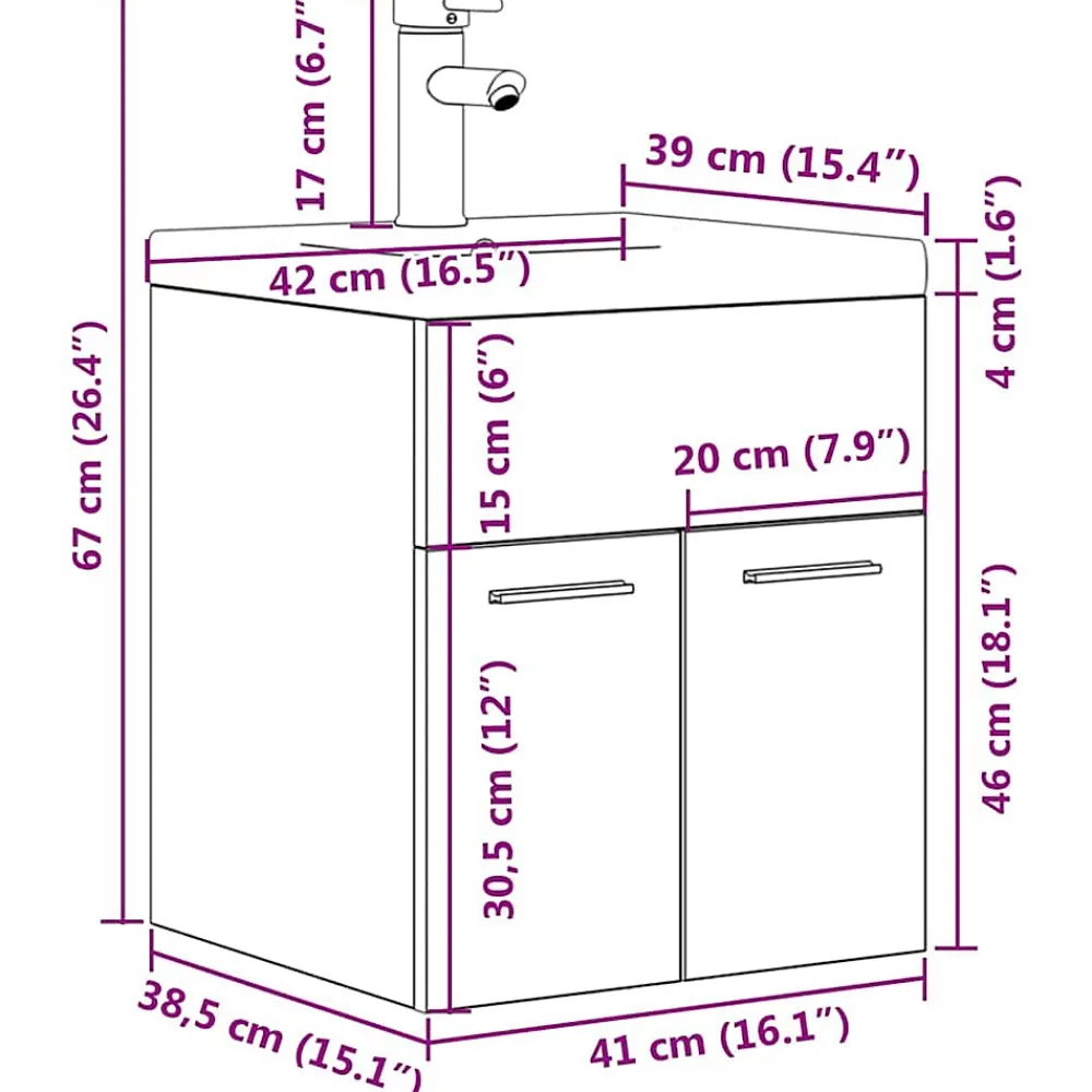 Vidaxl Armoire lavabo de salle de bain et vasque et robinet intégrés