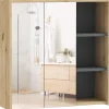 Armoire De Toilette|Homcom Armoire miroir de salle de bain - 2 portes, étagère, 3 niches - dim. 60 x 20 x 60 cm - effet bois clair naturel