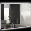 kleankin Armoire miroir LED de salle de bain - 2 portes, 2 étagères - tactile, lumière réglable - MDF blanc laqué verre