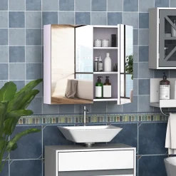 Homcom Armoire miroir murale de salle de bain 3 étagères réglables dim. 70L x 60H cm blanc