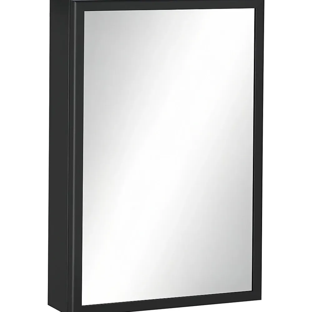 kleankin Armoire miroir murale salle de bain toilette dim. 40L x 12l x 60H cm acier inox. noir verre