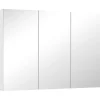 Armoire De Toilette|Homcom Armoire miroir murale salle de bain design 3 portes 4 étagères 91 x 11 x 65 cm blanc
