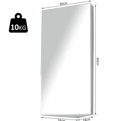 Homcom Armoire miroir salle de bain armoire de toilette murale meuble d'angle 2 étagères dim. 30L x 18,4l x 60H cm acier inox.