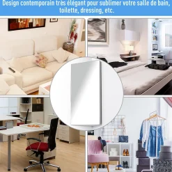Homcom Armoire miroir salle de bain armoire de toilette murale meuble d'angle 2 étagères dim. 30L x 18,4l x 60H cm acier inox.