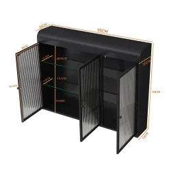 Armoire De Salle De Bains|Okwish Armoire Murale 3 Portes Salle de Bain design Moderne avec Cadre Métal Noir et Verre, Meuble de Rangement, Noir