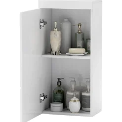 Armoire De Salle De Bains|ProximaX Armoire murale blanche avec porte, meuble salle de bain et cuisine à 2 étagères, armoire à pharmacie 37,2x24,5x76,8 cm
