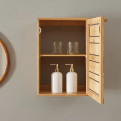 Armoire De Toilette|[En.Casa] Armoire murale de salle de bain Epind bambou 50 x 33 x 20 cm naturel