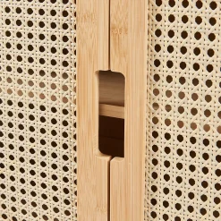 Armoire De Salle De Bains|[En.Casa] Armoire murale de salle de bain Tervola 60 x 60 x 20 cm noir naturel effet rotin en.casa