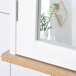 Homcom Armoire murale de salle de bain avec étagère réglable et 2 portes avec miroir en MDF - dim. 56I x 14P x 46H cm