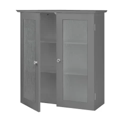 Armoire De Salle De Bains|Teamson Home Armoire murale de salle de bain effet bois gris portes dépolies