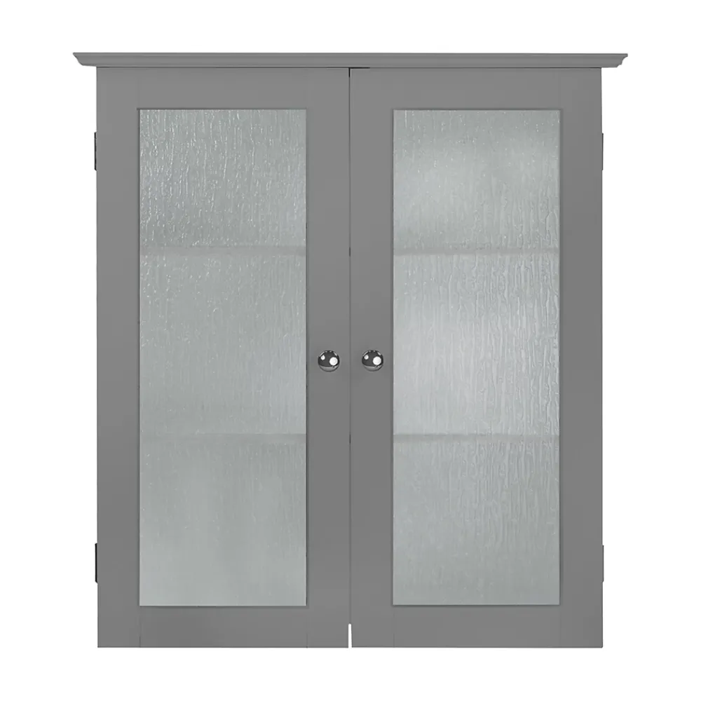 Armoire De Salle De Bains|Teamson Home Armoire murale de salle de bain effet bois gris portes dépolies