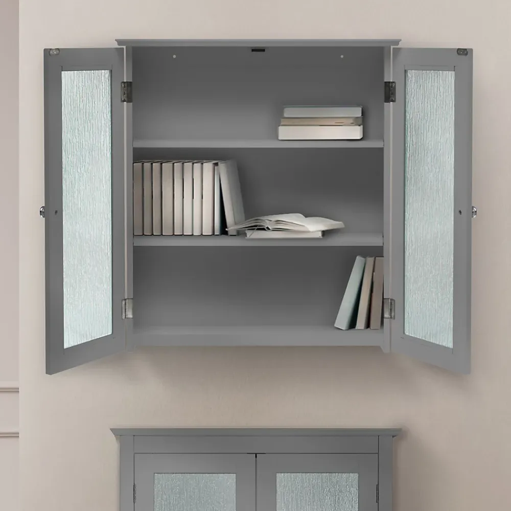 Armoire De Salle De Bains|Teamson Home Armoire murale de salle de bain effet bois gris portes dépolies