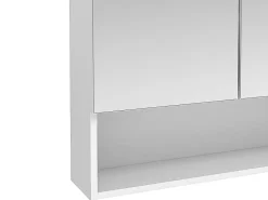 Armoire De Toilette|Vente-unique Armoire murale de salle de bain avec miroir et niche - Blanc - ZUMPA