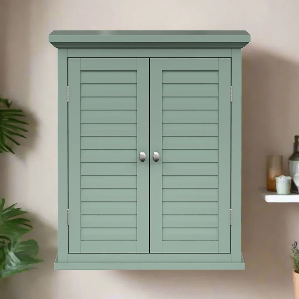 Armoire De Salle De Bains|Teamson Home Armoire murale de salle de bain en effet bois vert avec 2 portes