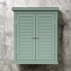 Armoire De Salle De Bains|Teamson Home Armoire murale de salle de bain en effet bois vert avec 2 portes