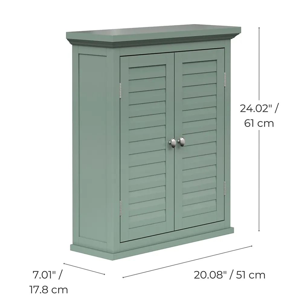 Armoire De Salle De Bains|Teamson Home Armoire murale de salle de bain en effet bois vert avec 2 portes