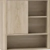Homcom Armoire murale de salle de bain style bohème chic - porte coulissante, étagère, niche - effet bois clair