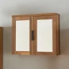 [En.Casa] Armoire murale de salle de bain Namsskogan avec miroir 50 x 60 x 15 cm effet noyer noir en.casa