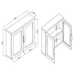 [En.Casa] Armoire murale de salle de bain Namsskogan avec miroir 50 x 60 x 15 cm effet noyer noir en.casa