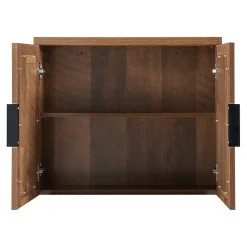 [En.Casa] Armoire murale de salle de bain Namsskogan avec miroir 50 x 60 x 15 cm effet noyer noir en.casa