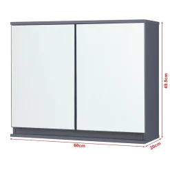 [En.Casa] Armoire murale de salle de bains avec miroir Overath 60 x 20 x 50 cm gris en.casa