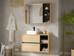 Armoire De Salle De Bains|Vente-unique Armoire murale de salle de bain coloris naturel - 100 cm - PURNAL