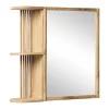 Vente-unique Armoire murale de salle de bain en teck avec miroir et niches - Coloris naturel - CIMAHI