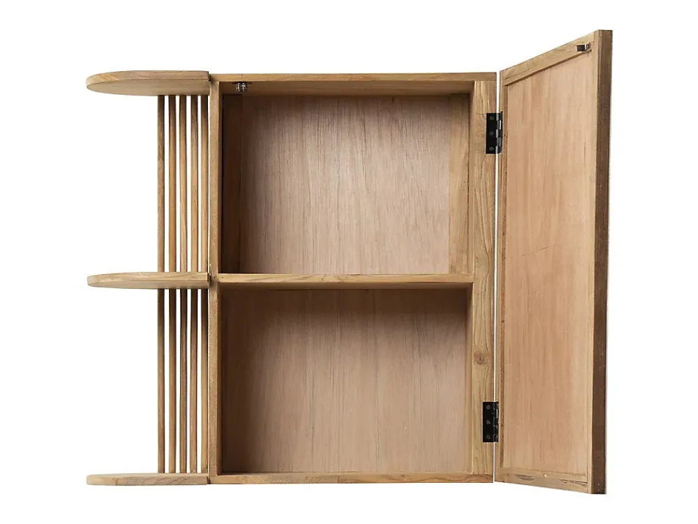 Vente-unique Armoire murale de salle de bain en teck avec miroir et niches - Coloris naturel - CIMAHI