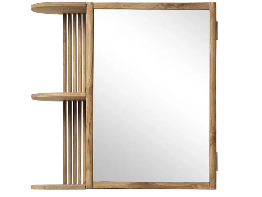 Vente-unique Armoire murale de salle de bain en teck avec miroir et niches - Coloris naturel - CIMAHI
