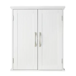 Teamson Home Armoire murale en effet bois blanc avec 2 portes et étagères