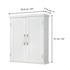 Teamson Home Armoire murale en effet bois blanc avec 2 portes et étagères