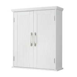 Teamson Home Armoire murale en effet bois blanc avec 2 portes et étagères