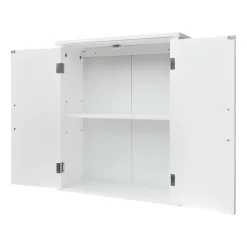 Teamson Home Armoire murale en effet bois blanc avec 2 portes et étagères