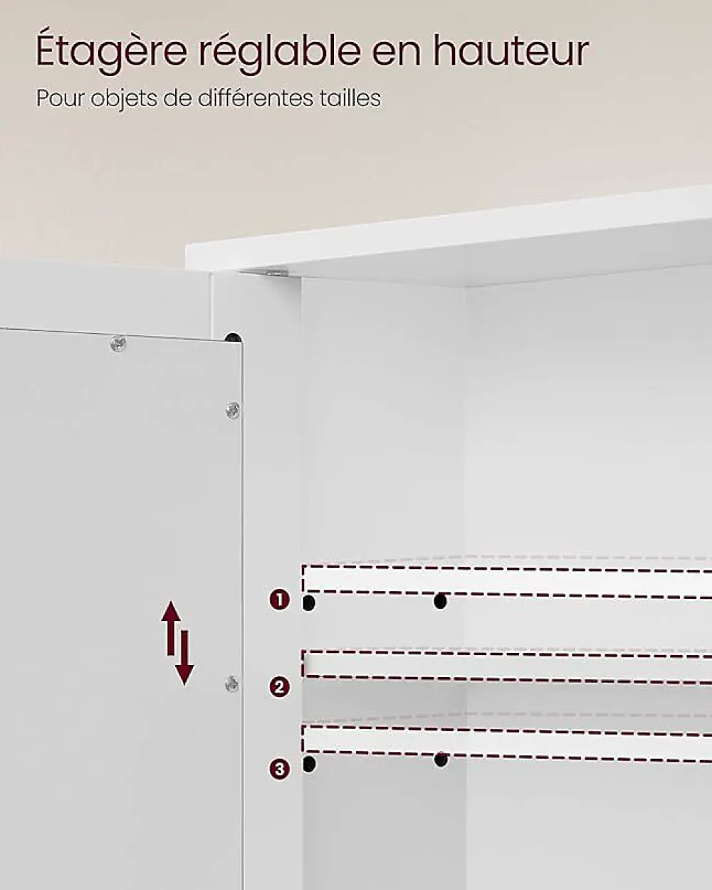 Nature Pro Armoire Murale, Meuble Salle de Bain, Placard de Rangement, Armoire Suspendue, 2 Portes-miroir et Compartiment Ouvert