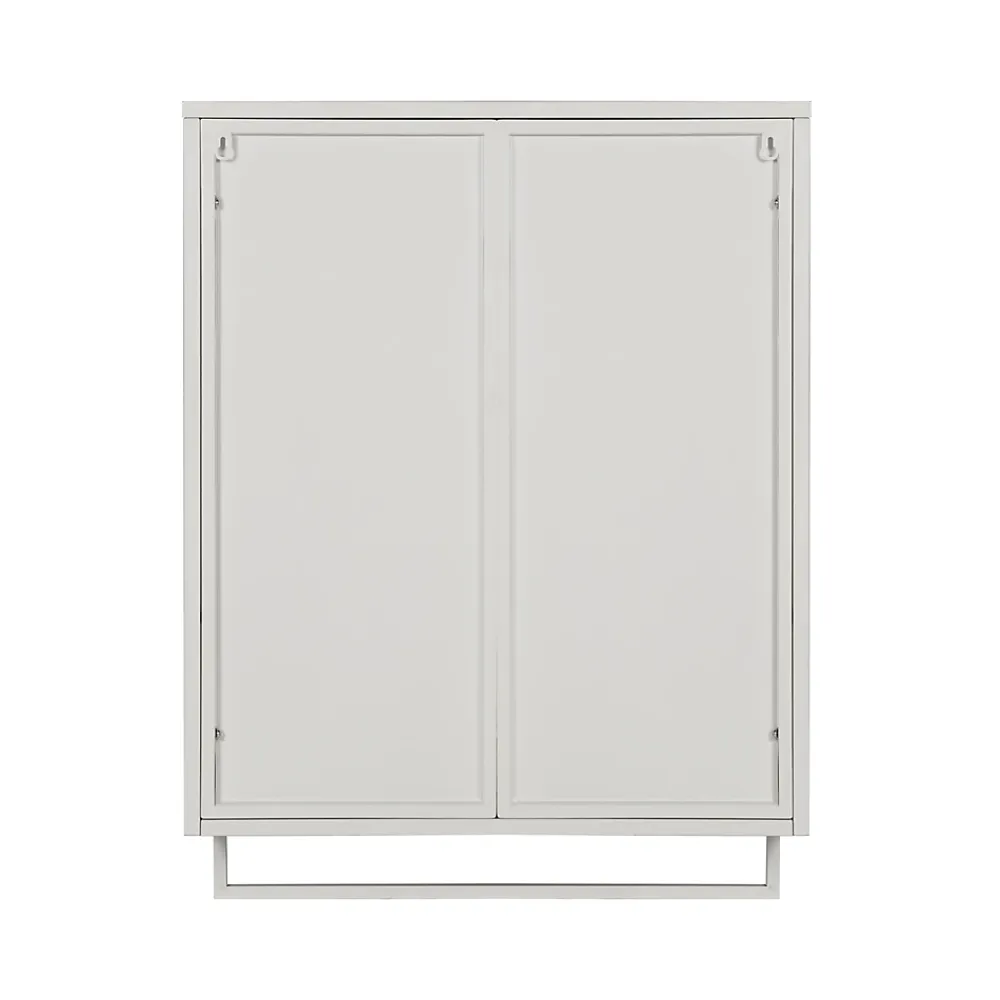 Armoire De Salle De Bains|Okwish Armoire Murale Moderne avec Portes Vitrées et Porte-Serviettes, Meuble Mural avec Étagères - 60x23x78 cm - Blanc, Verre+Métal