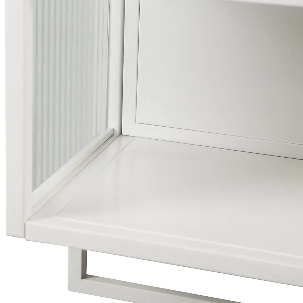 Armoire De Salle De Bains|Okwish Armoire Murale Moderne avec Portes Vitrées et Porte-Serviettes, Meuble Mural avec Étagères - 60x23x78 cm - Blanc, Verre+Métal