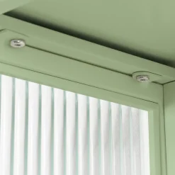 Okwish Armoire Murale Moderne avec Portes Vitrées et Porte-Serviettes, Meuble Mural avec Étagères - 60x23x78 cm - Vert, Verre+Métal