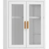 Armoire De Salle De Bains|Homcom Armoire murale métal salle de bain étagère 2 portes acrylique cannelé 40 x 14 x 50 cm blanc doré