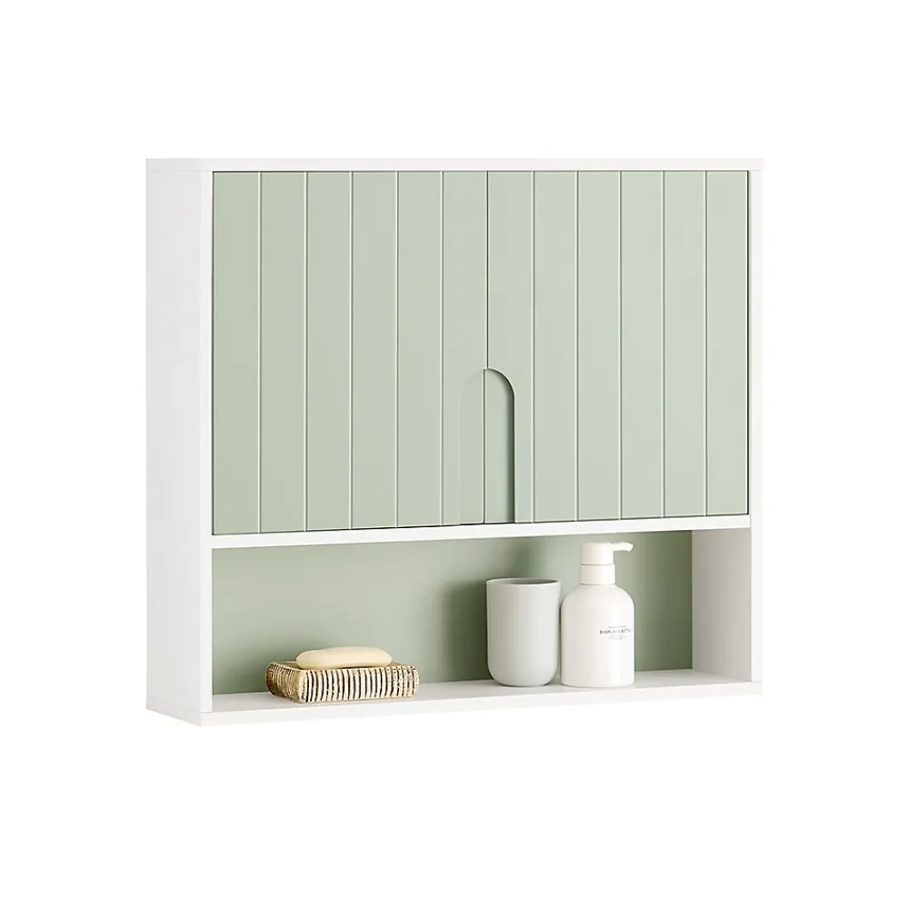 Armoire De Salle De Bains|Sobuy Armoire Murale, Placard de Rangement, avec 2 Portes, BZR140-GR,